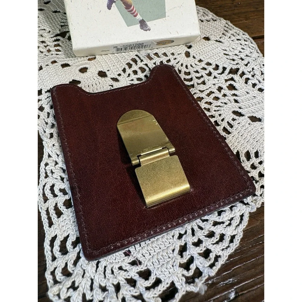 Fossil Money Clip Mens Wallet Holder Brown Leather No Fold Credit Card NEW w Box